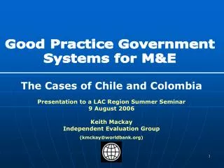 Good Practice Government Systems for M&amp;E