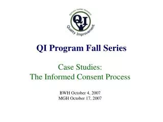 QI Program Fall Series