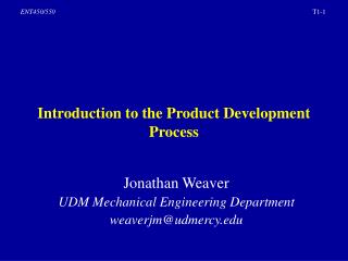 Introduction to the Product Development Process