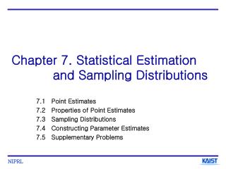 Chapter 7. Statistical Estimation and Sampling Distributions