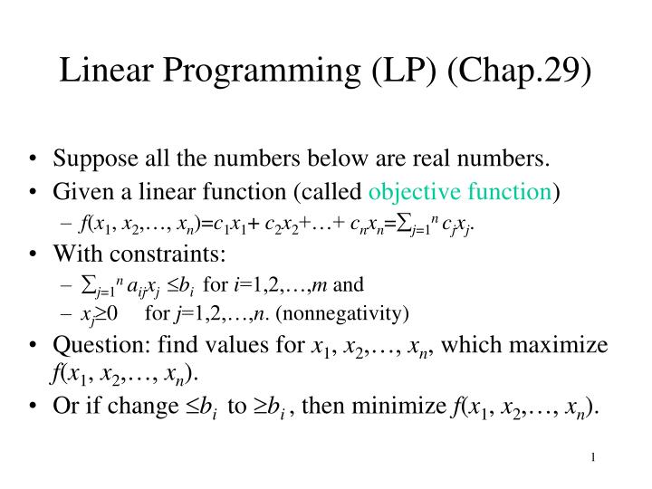 linear programming lp chap 29