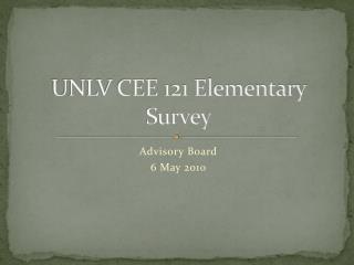 UNLV CEE 121 Elementary Survey