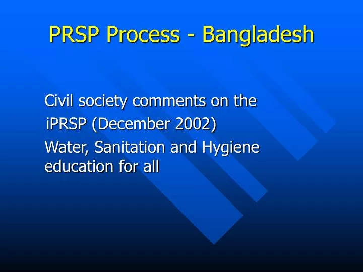 prsp process bangladesh