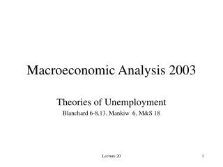 Macroeconomic Analysis 2003