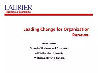 Leading Change for Organization Renewal