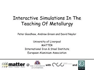 Interactive Simulations In The Teaching Of Metallurgy