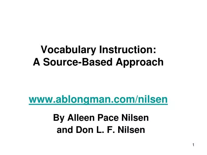 vocabulary instruction a source based approach www ablongman com nilsen