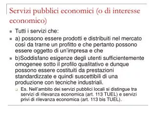Servizi pubblici economici (o di interesse economico)