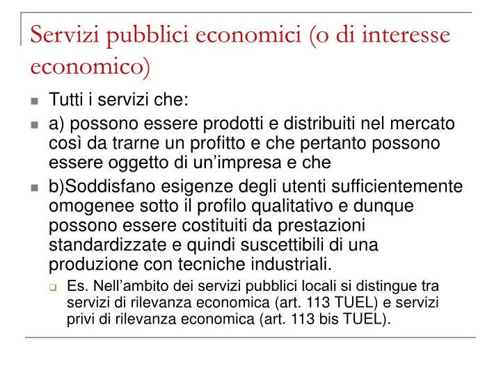 servizi pubblici economici o di interesse economico
