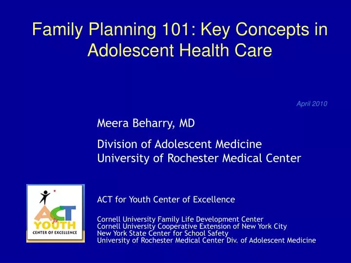 family planning 101 key concepts in adolescent health care