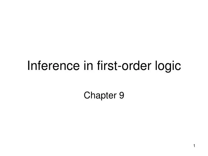 inference in first order logic