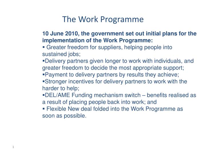 the work programme