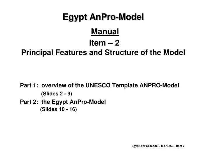 egypt anpro model manual item 2 principal features and structure of the model