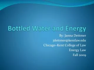 Bottled Water and Energy