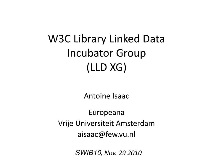 w3c library linked data incubator group lld xg