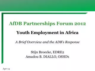AfDB Partnerships Forum 2012