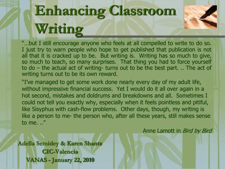 enhancing classroom writing