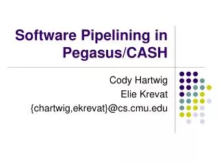 Software Pipelining in Pegasus/CASH