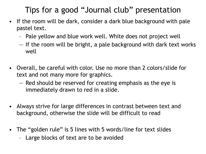 journal club presentation tips