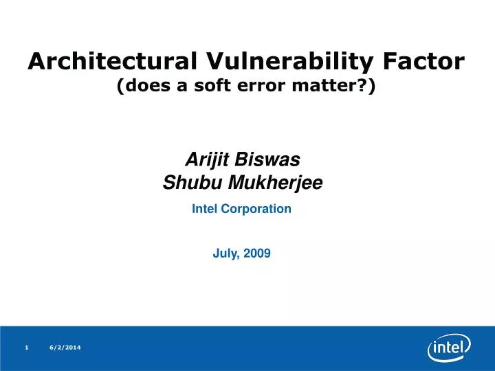 architectural vulnerability factor does a soft error matter