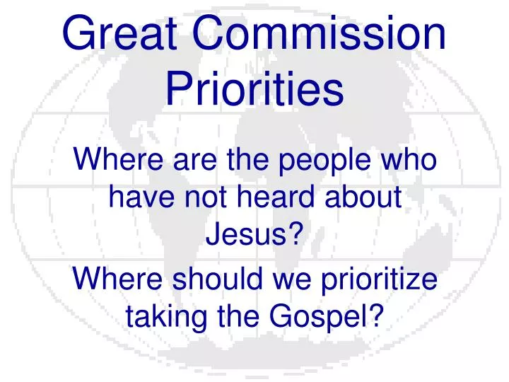 great commission priorities