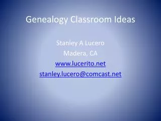 Genealogy Classroom Ideas