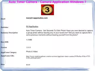 Auto Timer Camera - Camera Application Windows 7