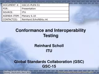 Conformance and Interoperability Testing