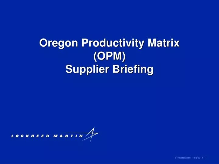 oregon productivity matrix opm supplier briefing
