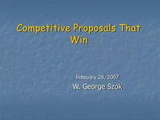 Competitive Proposals That Win