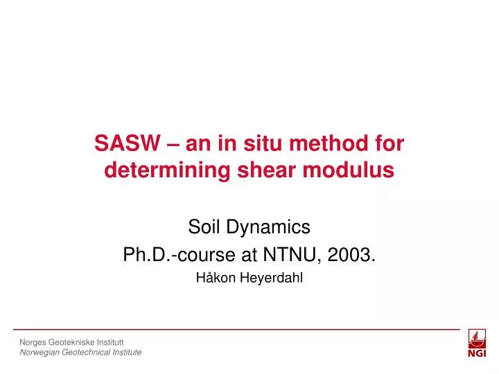sasw an in situ method for determining shear modulus