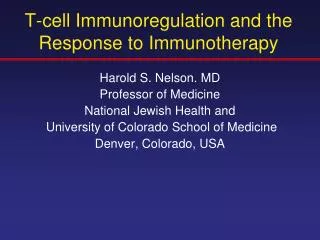 T-cell Immunoregulation and the Response to Immunotherapy