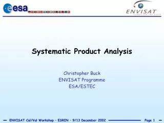 Systematic Product Analysis