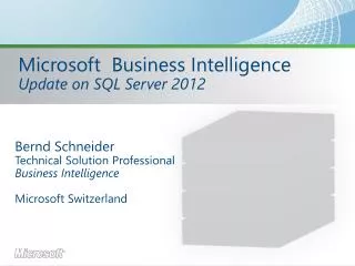 Microsoft Business Intelligence Update on SQL Server 2012