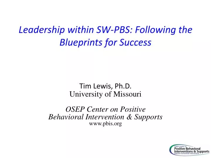 leadership within sw pbs following the blueprints for success