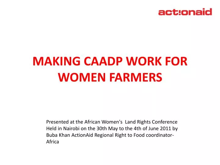 making caadp work for women farmers