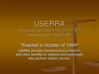 USERRA Uniformed Services Employment and Reemployment Rights Act