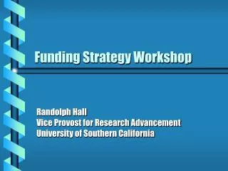 Funding Strategy Workshop