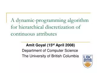 A dynamic-programming algorithm for hierarchical discretization of continuous attributes