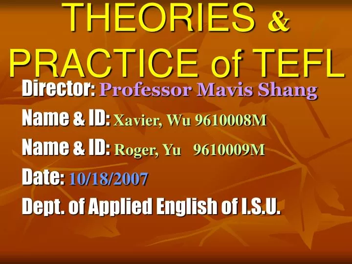theories practice of tefl