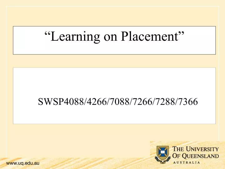 learning on placement