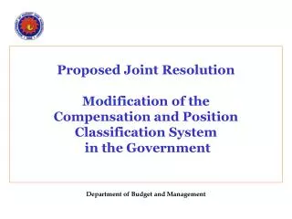 Proposed Joint Resolution Modification of the Compensation and Position Classification System in the Government Depart