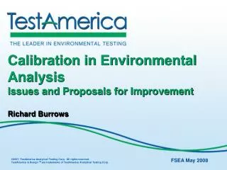 Calibration in Environmental Analysis Issues and Proposals for Improvement Richard Burrows