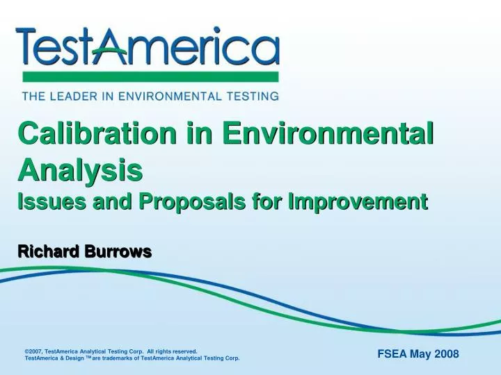 calibration in environmental analysis issues and proposals for improvement richard burrows