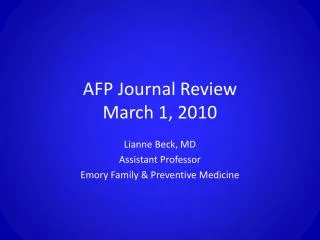 AFP Journal Review March 1, 2010