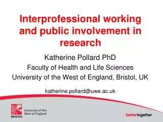 Interprofessional working and public involvement in research