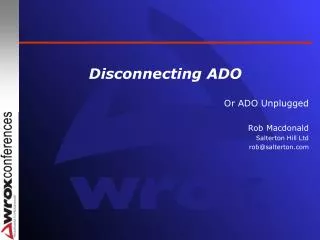 Disconnecting ADO