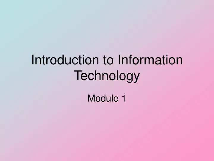 introduction to information technology