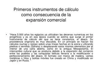 Primeros instrumentos de cálculo como consecuencia de la expansión comercial