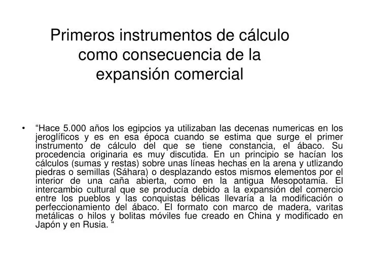 primeros instrumentos de c lculo como consecuencia de la expansi n comercial